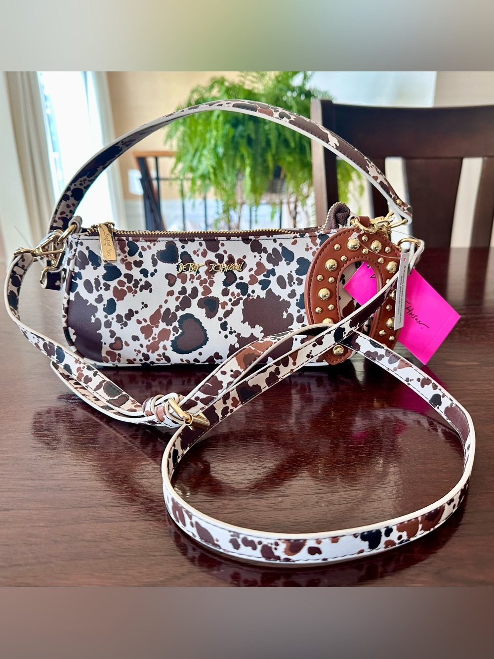 BetseyJohnson NWT Cowprint Crossbody/Shoulder Bag Western Rodeo Cruelty Free $88